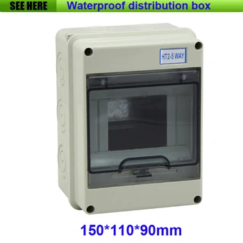 

Free Shipping 2-5 Way Plastic Distribution Box For Circuit Breaker Indoor On The Wall 150*110*90mm