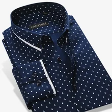 Дизайн в горошек хлопок Смарт повседневные мужские рубашки с длинным рукавом Весна Популярный американский стиль деловые рубашки