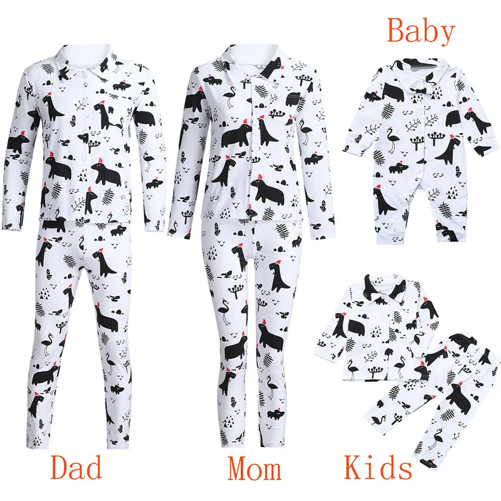 

Kids Boys Girls Dinosaur Print Tops+Pants Family Pajamas Sleepwear Outfit Cotton Fashion Sleepwear Casual Daily Sleepwear #ss