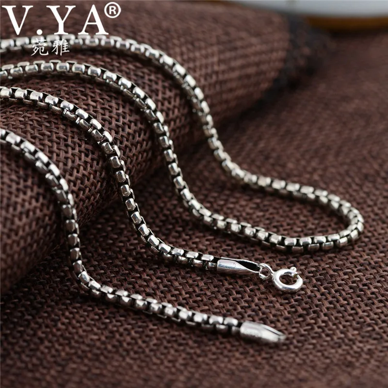 

V.YA 2.5mm 925 Sterling Silver Chain Necklaces for Men Women Retro Thai Silver Jewelry Necklace 80cm 70cm 65cm 60cm