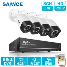 SANNCE 8CH HDMI DVR 720P 1280TVL High resolution CCTV system IR Indoor /Outdoor Waterproof 8CH 720P Video Surveillance Kit