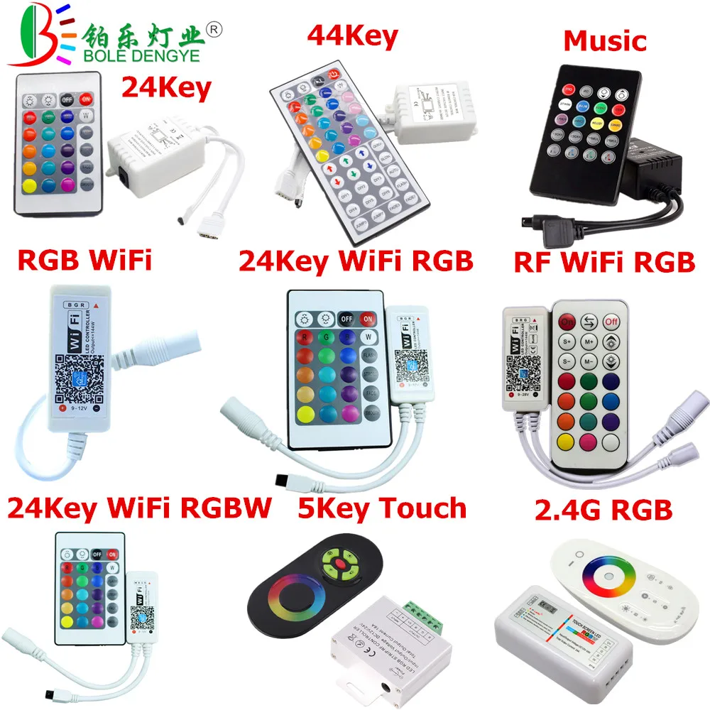 

BOLEDENGYE RGB LED Controller 24Key 44Key Music RGB LED Strip Controller WiFi 2.4G RGBW Controller For 2835 5050 LED Strip Tape