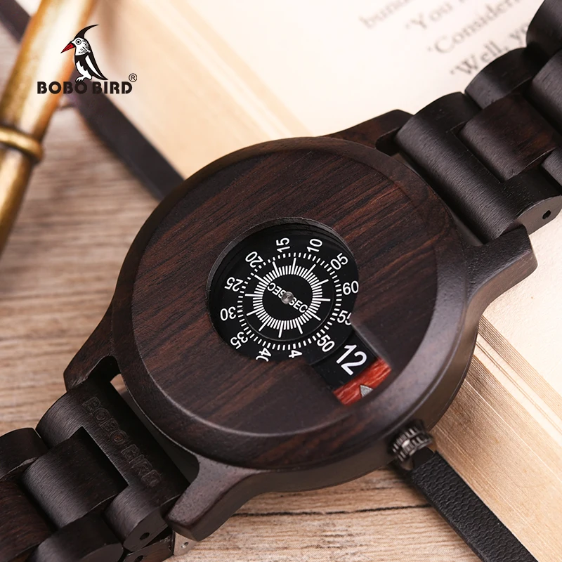 Timepieces Wooden Wrist Watch Men Quartz Unique Front Watch Male BOBO BIRD in Gifts box erkek kol saati relogio masculino