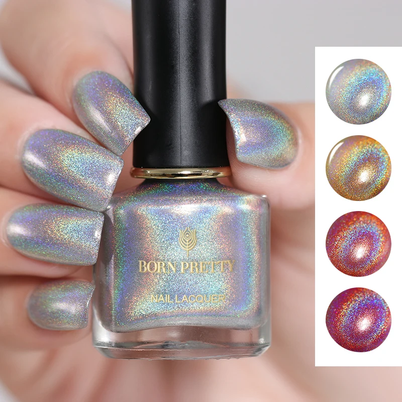 BORN PRETTY Holo flowresh серия лак для ногтей 6 мл Голографический лазерный лак для ногтей сияющий блеск лак для ногтей полуперманентное масло