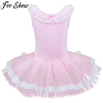 

Pink Girls Ballet Cotton Tulle Dress Children Dance Costume Kids Girls Ballet Tutu Dresses Gymnastics Leotard Dance Wear 3-8Year