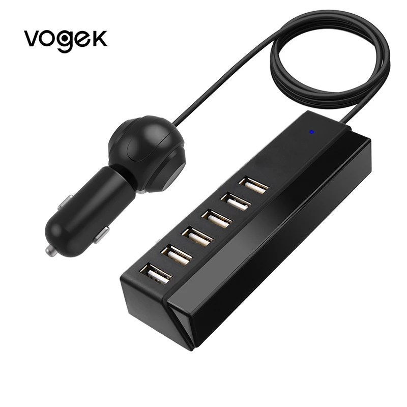 Vogek USB شاحن سيارة 6-منافذ USB للهاتف المحمول مهايئ شاحن المقبس جودة 63 W/13A العالمي ل فون Xiaomi ممن لهم هواوي