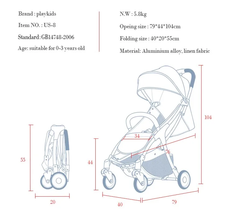 Kidstravel Baby Stroller ultra-lightweight folding Bebek Arabasi Poussette Baby Car portable on the airplane