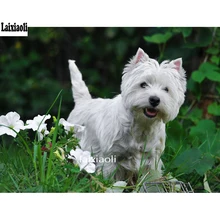 DIY westie собака алмазная живопись вышивка крестиком 5d Алмазная вышивка полный квадратный круглый дрель мозаика милый питомец фото на заказ