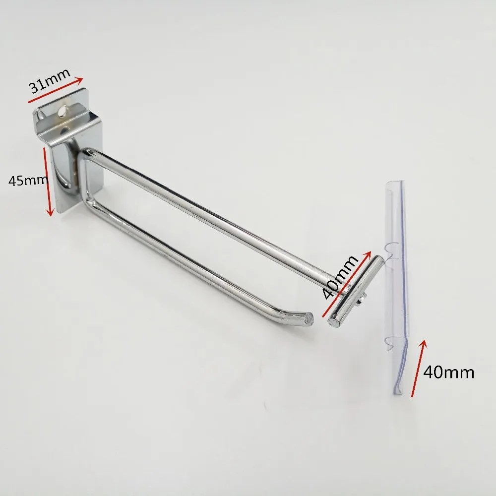 2 шт./лот Dia.6mm крючки навесные на стену крючки для настенных панелей двойная линия Дисплей крючки для магазин супермаркет сторона зубец вешалка крючок#891