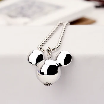 

HOMOD 2019 Hot Sale Long Statement Sweater Chain Silver Plated Mickey Head Pendants Necklaces For Women Kids Jewelry