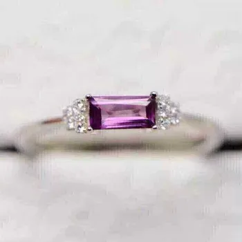 

100% Fidelity Natural garnet Ring 925 sterling silver Natural 4*6mm red gemstone square Ring fine Jewelry for women party