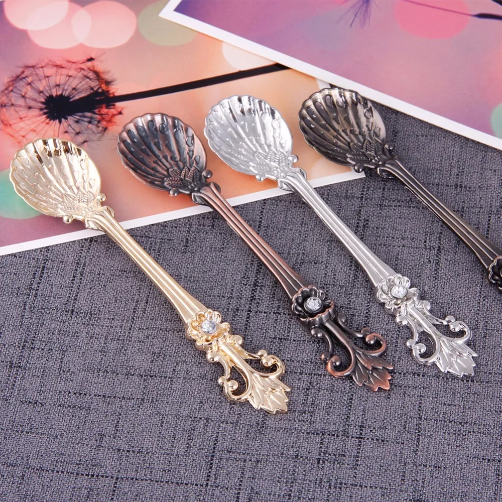 

1Pc 113 MM Arabia Style Creative Spoons Coffee Spoon Kitchen Dining & Bar Nostalgic Beautiful Crystal Vintage Spoon #251443