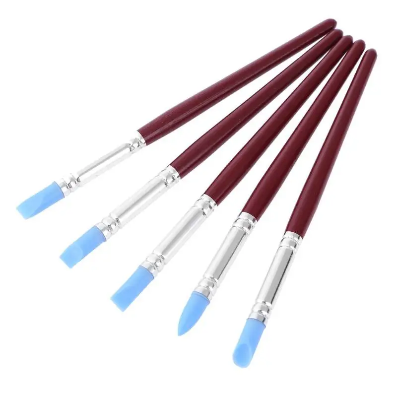 

5pcs Soft Silicone Nail Art Craft Pottery Clay Pen Sculpting Polymer Modelling Shaper Tools Removal of Fingerprints on Products