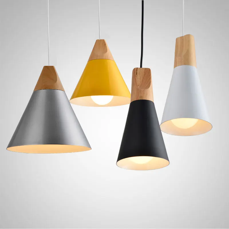 

BOKT Modern LED Pendant Light Aluminum Kitchen Hanging Lamp With Wood Light Body Dinning Room Decor Led Light Fixture