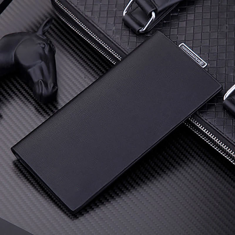 

Man Business Money Slips 2018 Fashion Long PU Leather Wallet Male Minimalist Casual Thin Purse Card package Men Wallets Gift Box