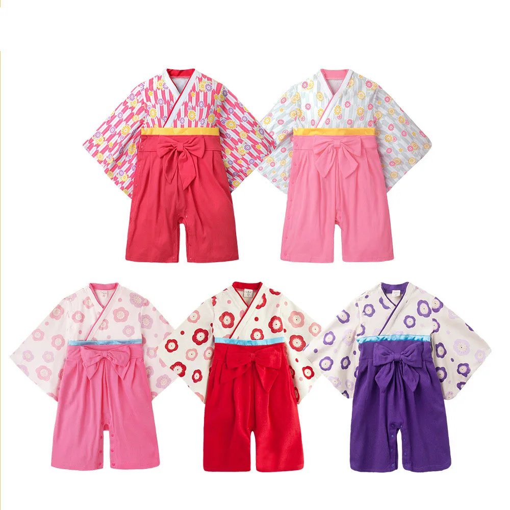 

New Spring and Summer Cute Girl Baby Long Sleeve Romper Loose Soft Baby Clothes Baby Girl's Kimono Style One piece