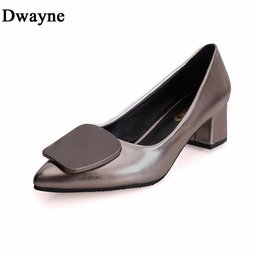 Dwayne woman buckles Low heel work shoes square heel women's shallow ...