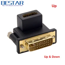90 graus up & down angular de dvi para hdmi macho para fêmea conector giratório hdmi dvi hdmi adaptador para computer & hdtv & gráficos cartão
