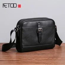 AETOO Men's leather casual fashion oblique cross package horizontal large capacity head layer Cowhide men's shoulder bag