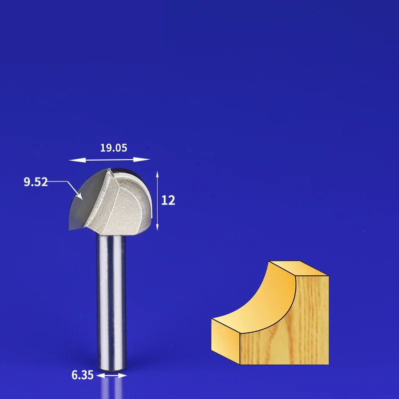6,35 мм и 12,7 мм-1 шт., твердый карбид cnc деревообрабатывающий вставной маршрутизатор бит, круглое дно Древесины Гравировальный фрезерный резак, MDF Концевая мельница - Длина режущей кромки: 6.35 x 19.05