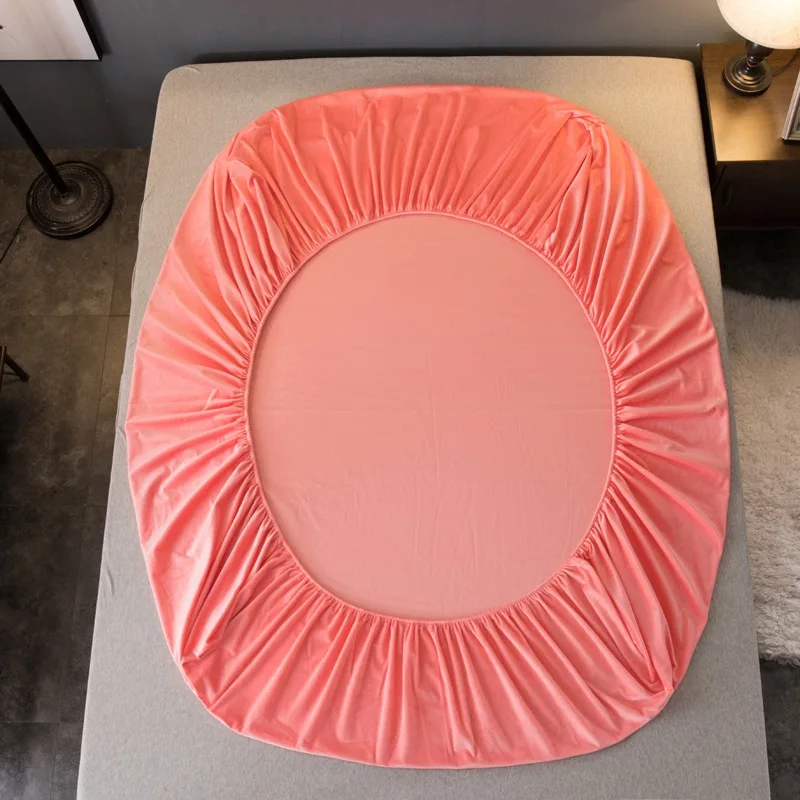 

Crystal Velvet Fitted Sheet 25cm Deep Sheet No Slipping Degree Elastic Band Soild Color Single Double Bedding Mattress Protector