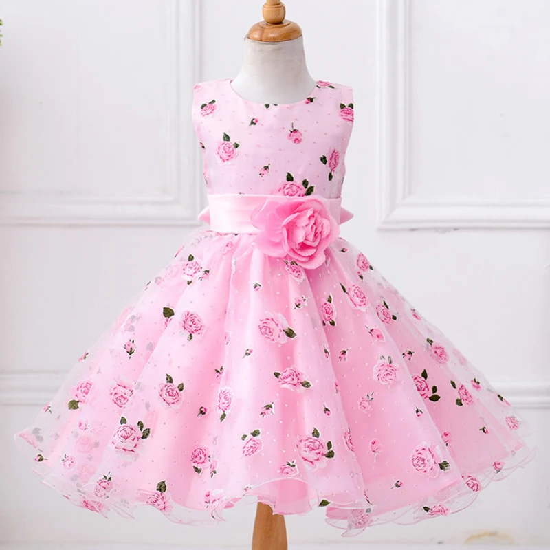

High Quality Princess Flower Girl Dress For Wedding Party 2018 Tulle Lace Ball Gown Brand Kids Baby Dresses Birthday Girls Dress