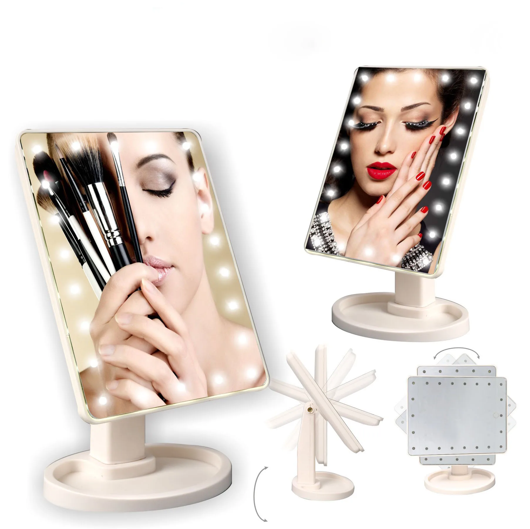 

LED Cosmetic Mirror MAKE-UP MIRROR LAMPS Fill Light Makeup Mirror with LED Lght 3 Colors for Women Makeup