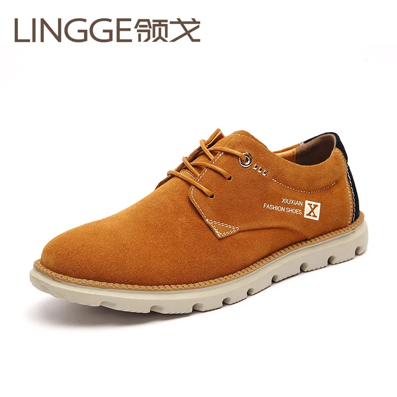 

brown blue autumn spring men new collar suede leather men casual shoes