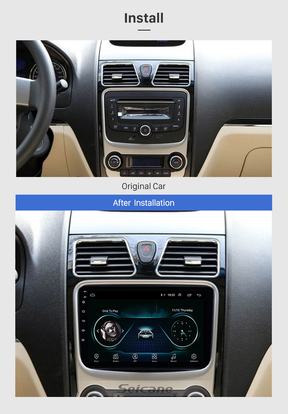 Discount Seicane for Geely Emgrand EC7 2012 2013 2014 Android 8.1 GPS Navigation Car Stereo 3G WiFi Bluetooth Music Mirror Link Camera 3