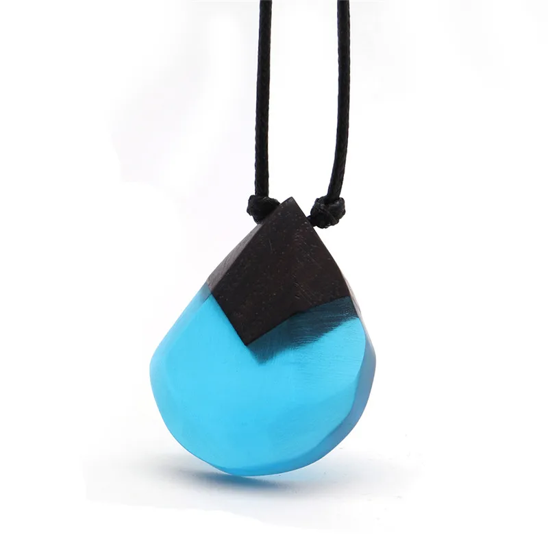 Mainlead New Natural Sandalwood Waterdrop Pendant Necklace Women Men Wood Resin Long Statement Jewelry Gift | Украшения и