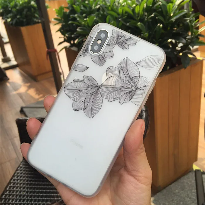 Рельефный силиконовый чехол с лепестками вишни для IPhone X 7 7 Plus, чехол для iPhone 6 из ТПУ с кружевными листьями 6s 8 8 plus 6s plus