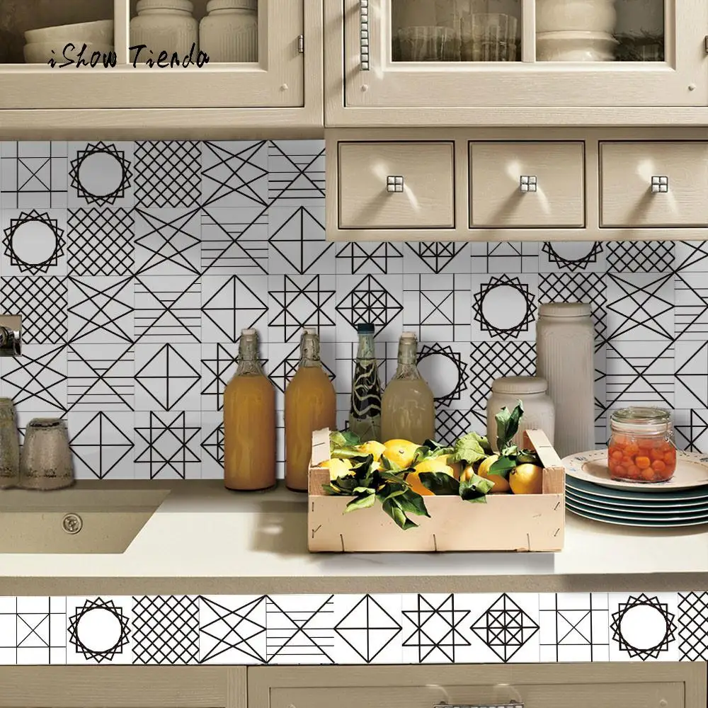 

1 Roll Self Adhesive Tile Art Modren Wall Decal Sticker DIY Kitchen Bathroom Decor Vinyl Living Room Wall Stickers Room Decor