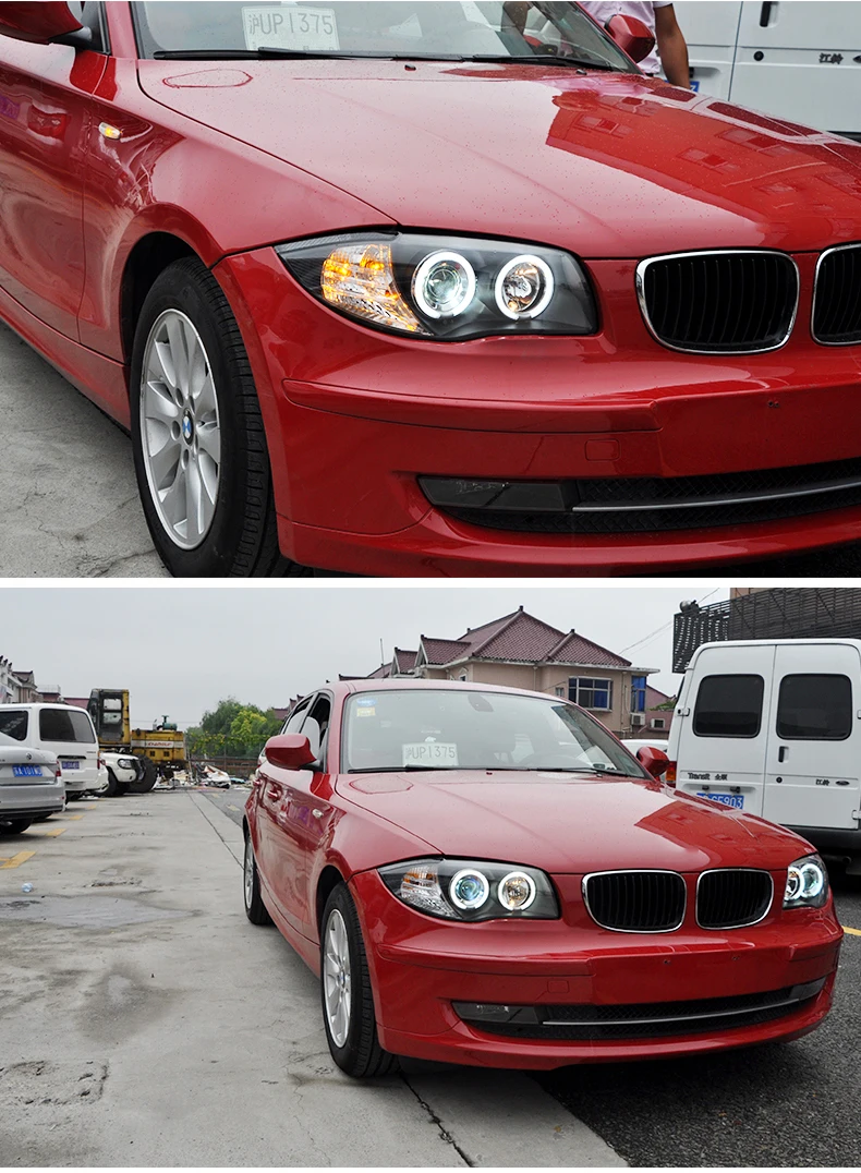 Car Styling for BMW E87 120i 130i Headlights 2004-2011 E87 LED Headlight DRL Lens Double Beam H7 HID Xenon bi xenon lens