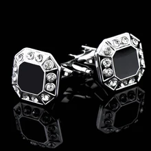 Bridegroom Wedding Business Men Cufflinks French Shirts Cuff Links Black Glaze Zircon Silvery Octagon Cufflink With Gift Bag Bridegroom Wedding Business Men Cufflinks French Shirts Cuff Links Black Glaze Zircon Silvery Octagon Cufflink With Gift Bag