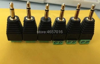 

10pcs Gold Video AV Balun 3.5mm 2Pole Mono Male to AV Screw Terminal Jack 3.5 mm Male 2 Pin Terminal Block Plug connector