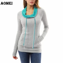 Повседневные футболки со шнуровкой в стиле пэтчворк с карманами для женщин, коллекция осень, женские пуловеры, топы, футболки, одежда черного и серого цвета