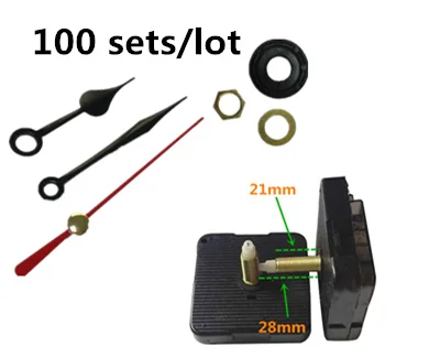 

100 sets Black Heart Hands Quartz wall clock Movement Mechanism Parts Repair Replacing DIY Essential Tools Silent 28mm shaft
