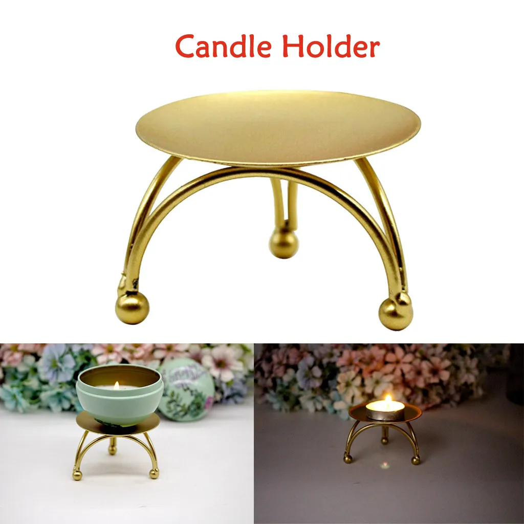 

Iron Candle Holder Round Table Golden Candlestick for Party Wedding Ornament 1pc Geometric round wrought iron candlestick new 15