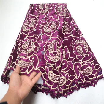 

Swiss Voile Lace With Stones Purple African Cotton Lace Fabric High Quality Nigerian Lace Fabric For Women Dress PSA674-3