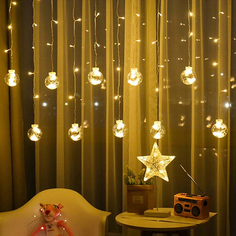 

LED Round Curtain Light String Fairy Lighting For Outdoor Wedding Christmas Birthday Halloween Decoration String Led Lights