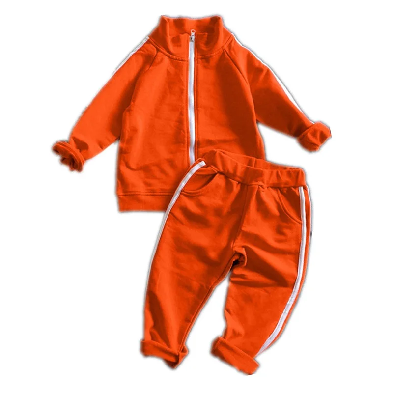 

2019 Hot Children's Sports Suit Spring Autumn New Solid Color Boys Girls Fashion Two-Piece Set Baby Girl Clothes 3-8Y 3 Colours