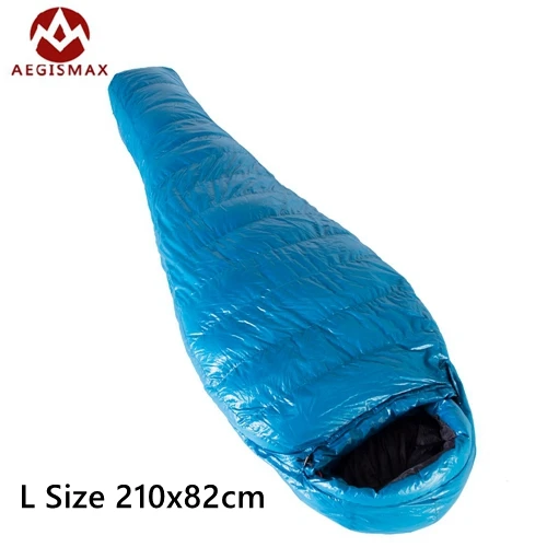 L Size 210X82cm Aegismax Мумия спальный мешок белый гусиный пух M3 удлиненный Сверхлегкий ящик дефлекторы Зимний Открытый Кемпинг Туризм 2 размера - Цвет: L Size 210X82cm