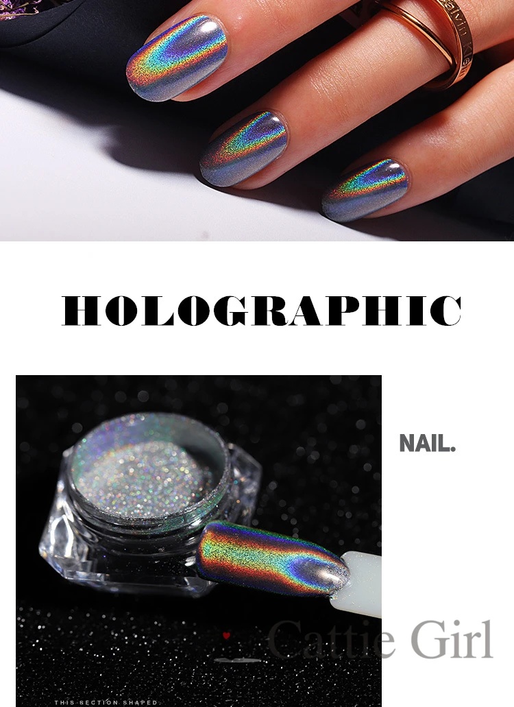 1 коробка 1 г Супер мигающий Голографический лазерный порошок для ногтей УФ Гель-лак порошок блеск для ногтей пыль дизайн ногтей хром пигмент