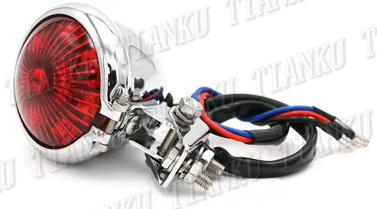 Металлический светодиодный задний фонарь для Honda Yamaha Suzuki Kawasaki Aprilia Triumph Bobber заказной вертолет крейсер уличный велосипед - Цвет: Silver Red