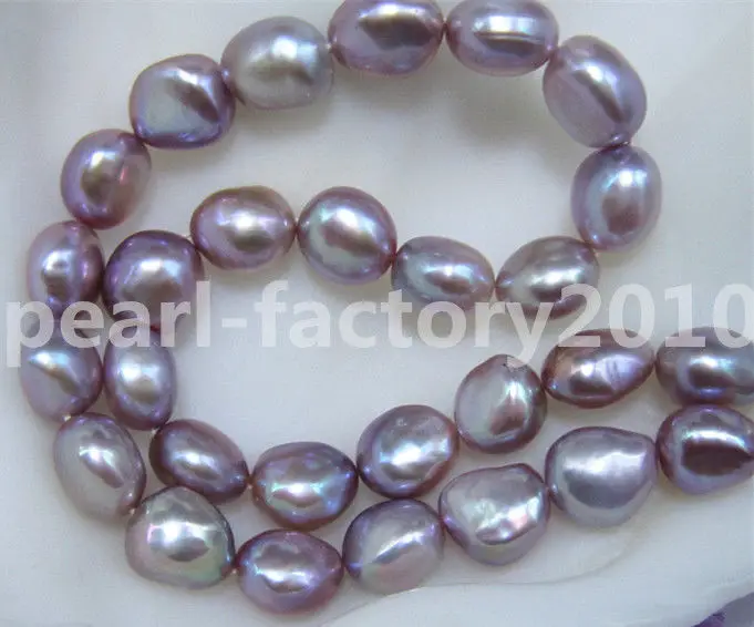 

19" baroque 18" 14X12 MM SOUTH SEA purple PEARL NECKLACE 14K GOLD CLASP (0926)