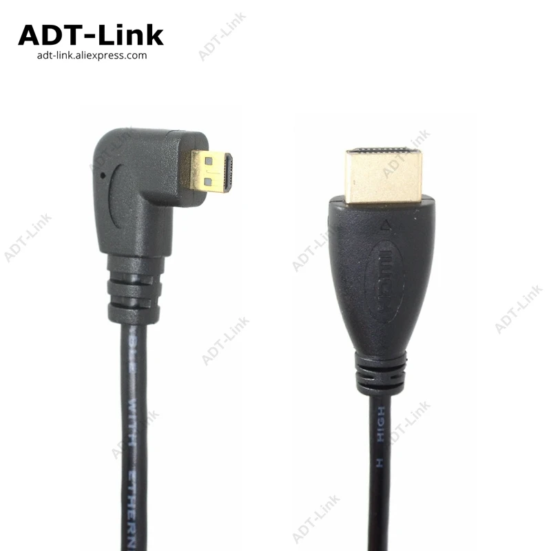 Угловой HDMI Micro HDMI кабель d-типа левый и правый и вверх и вниз 1,4 3D 1440P кабель адаптер для HDTV XBox мобильный телефон Настольный кабель