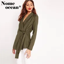 Мода завязывается боковой ремень блейзеры пижамы Стиль Женский блейзер верхняя одежда пальто Весна Тонкий OL Блейзер костюм куртка M16102710