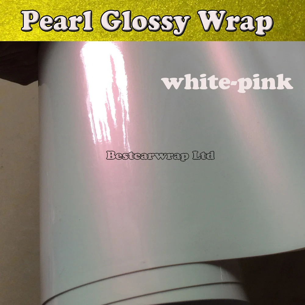 

PROTWRAPS White Pearl Glossy Vinyl Wrap With Air Bubble Free Goss Pearlscent White Pink Car Wrap Film Covers 1.52*20M/Roll