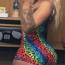 Пляж Boho Стиль Лето г. для женщин рукавов Спагетти ремень Сексуальная камень печатных Bodycon Комбинезоны