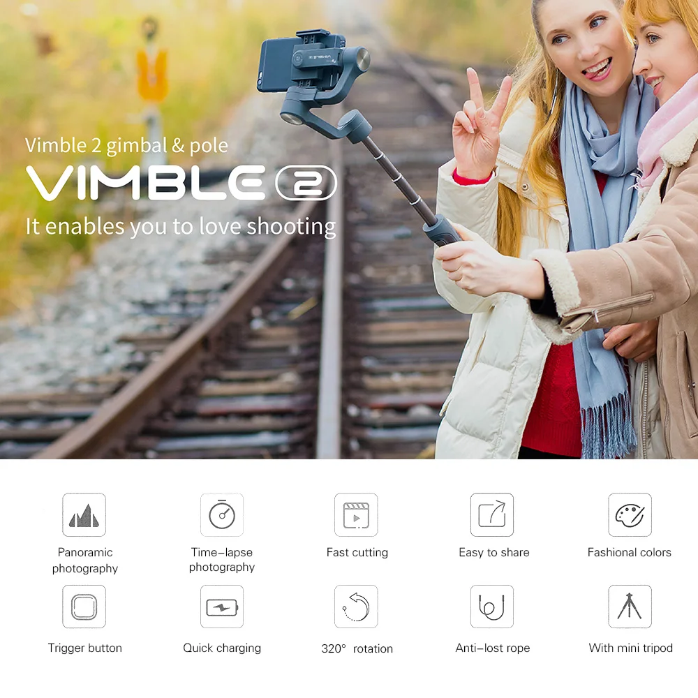 FeiyuTech Vimble 2 Feiyu 3-осевой Ручной Стабилизатор на шарнирном замке для смартфона для iPhone X 8 7 для Xiaomi samsung Gimbal w/шест штатив